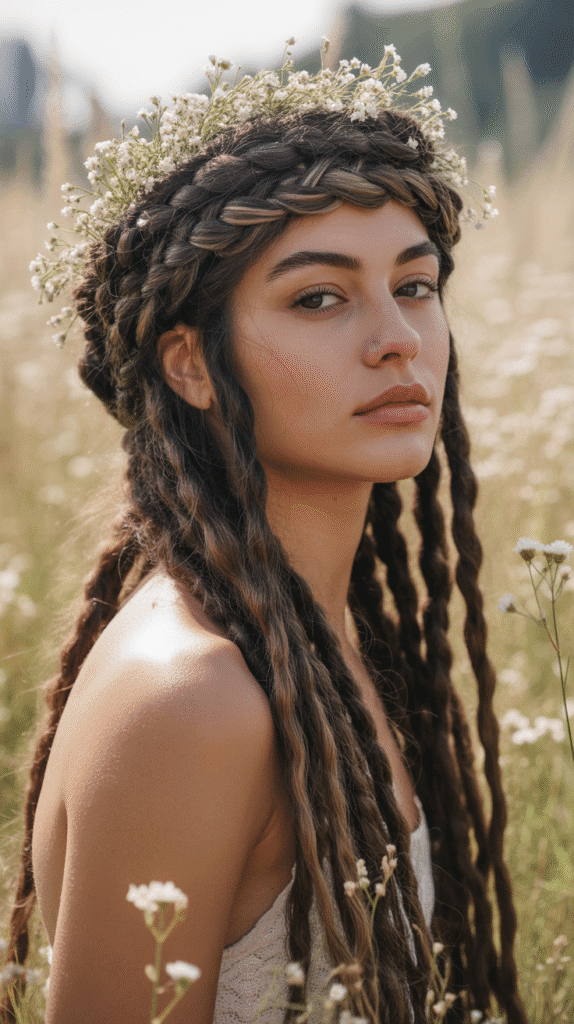 33 Latest Dreadlock Styles 2025 That Are Setting Trends 24 Crown Braid with Locs