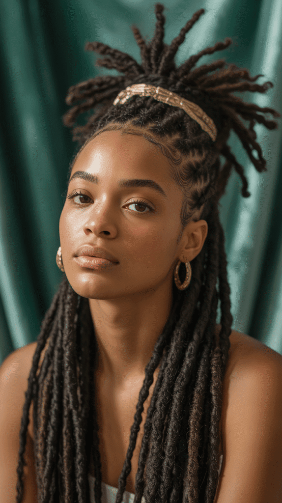 30 Latest Dreadlock Styles for Women That Inspire Confidence 25 Twisted Crown with Flowing Locs
