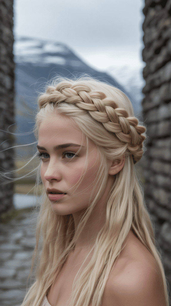 27 Elegant Medieval Updo Hairstyles for Princesses 15 The Triple Braid Crown Stack