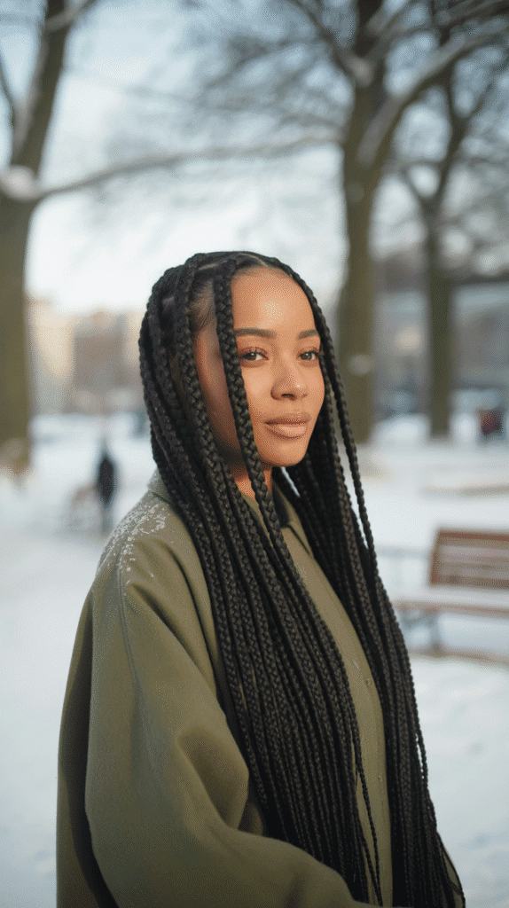 27 Best Winter Braided Hairstyles for Black Women to Stay Cute & Cozy 8 Ghana Braids (Banana Braids)