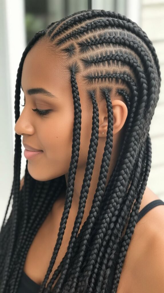 Straight-Back Goddess Braids