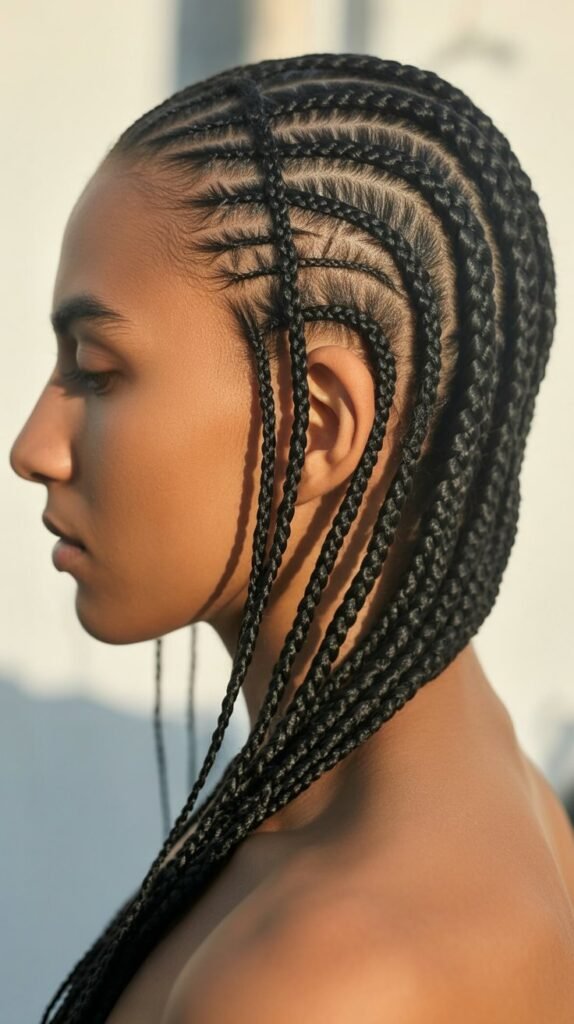 Straight-Back Tribal Braids