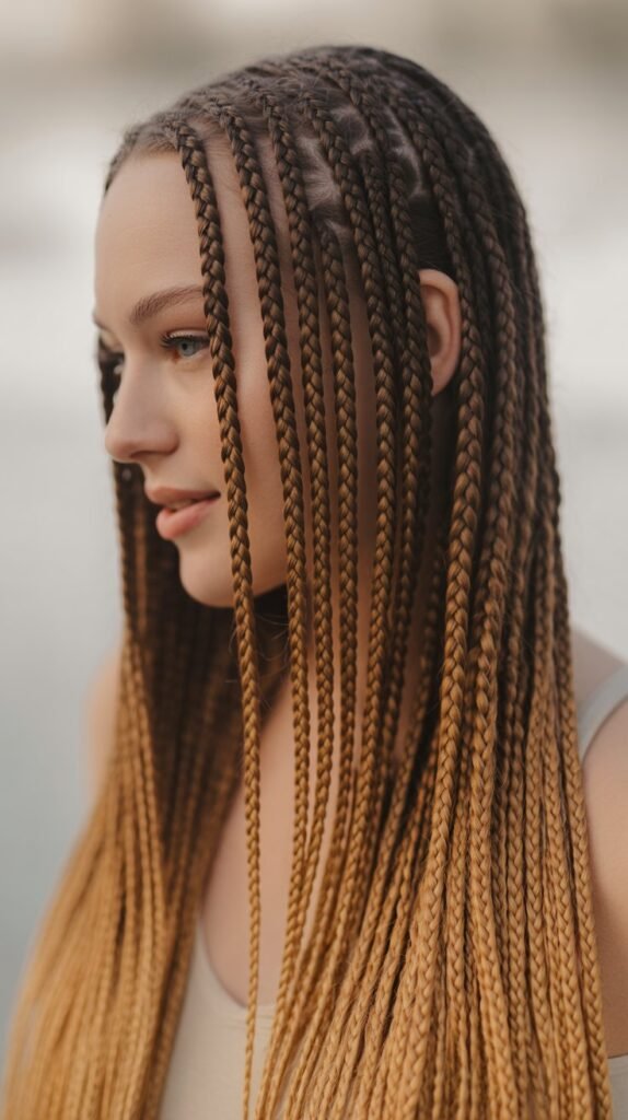 Straight-Back Braids with Ombre Color