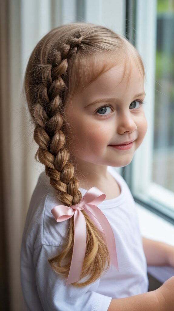 Side Braid with Ribbon