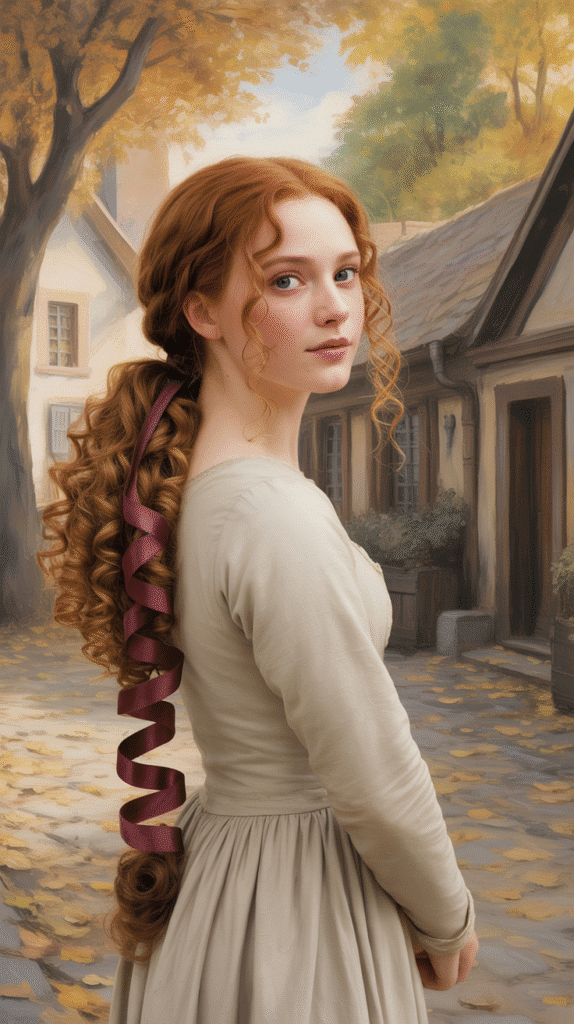 30 Romantic Medieval Hairstyles for Princesses with Curls 26 The Wrapped Ponytail with Medieval Ribbons