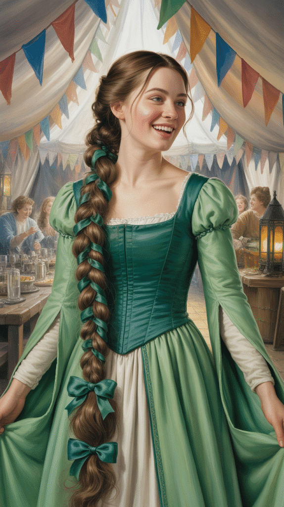 33 Step-by-Step Medieval Hairstyles for Princesses 14 The Laced-Through Ribbon Braid