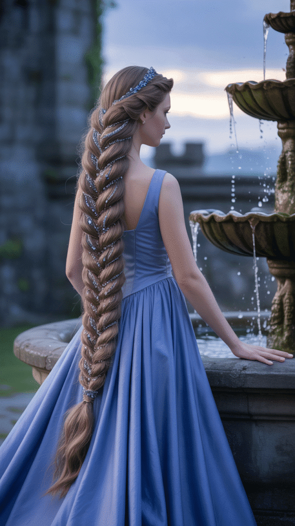 27 Creative Medieval Hairstyle Ideas for Princesses 11 Mermaid Braid with Jeweled Strands