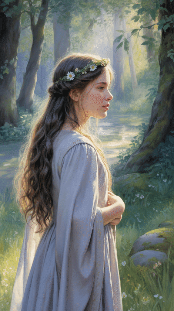 27 Beautiful Medieval Braided Hairstyles for Princesses 11 Braided Headband with Loose Hair