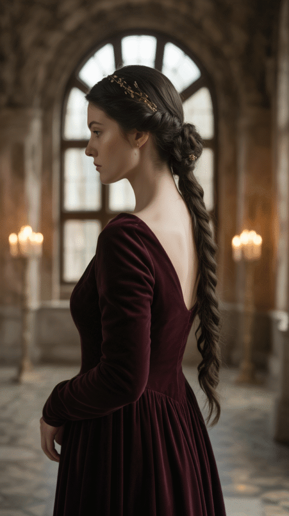 33 Enchanting Medieval Wedding Hairstyles for Princesses 27 The Twisted Low Chignon