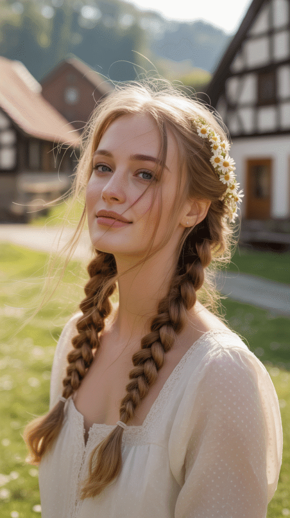 33 Enchanting Medieval Wedding Hairstyles for Princesses 11 The Milkmaid Braid