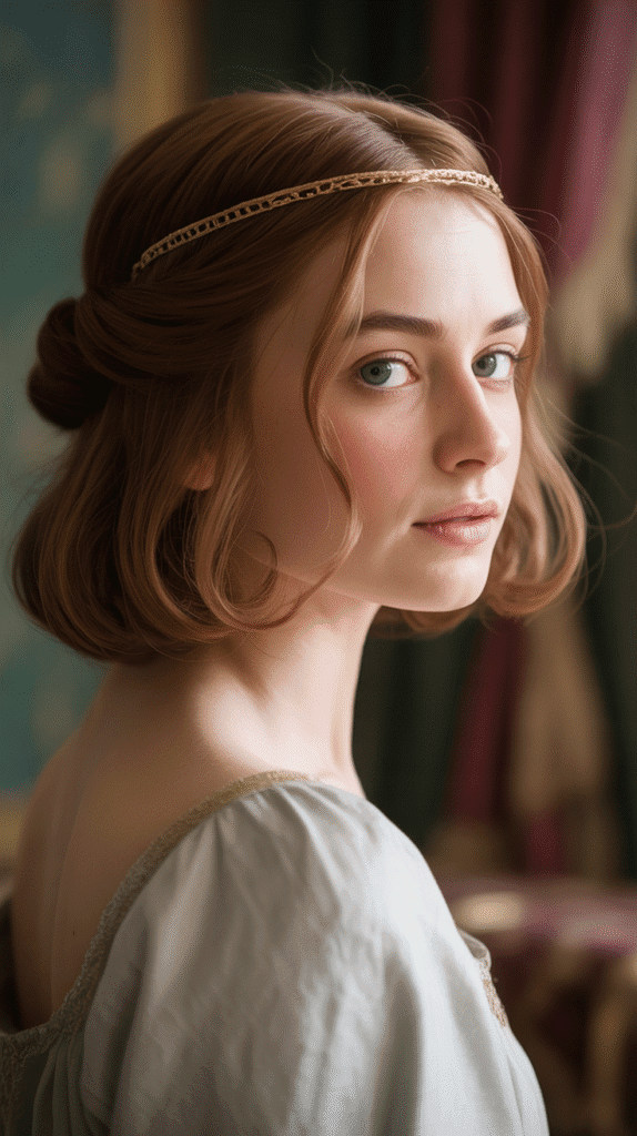 33 Chic Medieval Hairstyles for Short-Haired Princesses 20 The Half-Up Twisted Crown