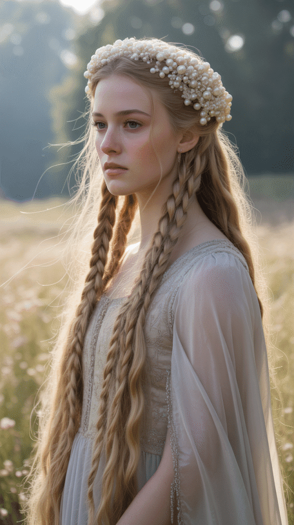 27 Royal Medieval Hairstyles for Princesses with Crowns 24 The Woven Pearl Crown