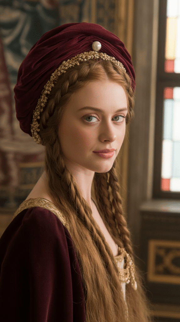 27 Creative Medieval Hairstyle Ideas for Princesses 26 The Burgundian Turban Style