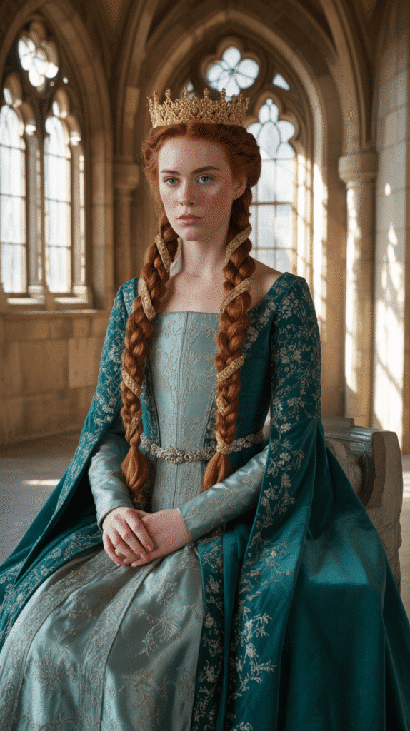 27 Royal Medieval Hairstyles for Princesses with Crowns 15 The Spiral Tower Braids