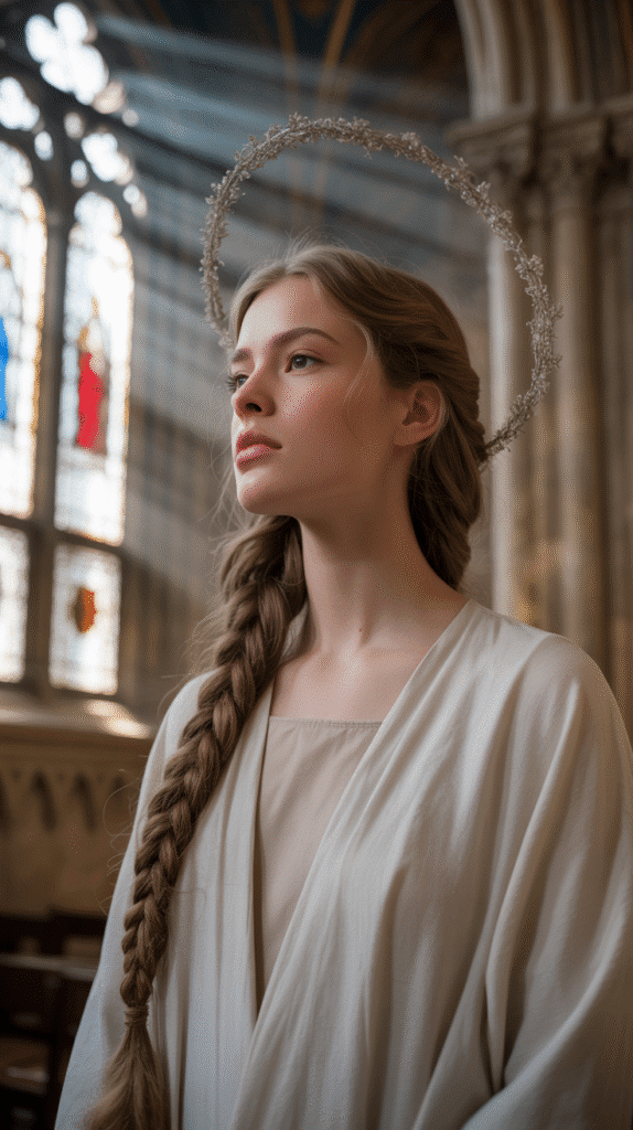 33 Step-by-Step Medieval Hairstyles for Princesses 30 The Twisted Halo with Trailing Braid