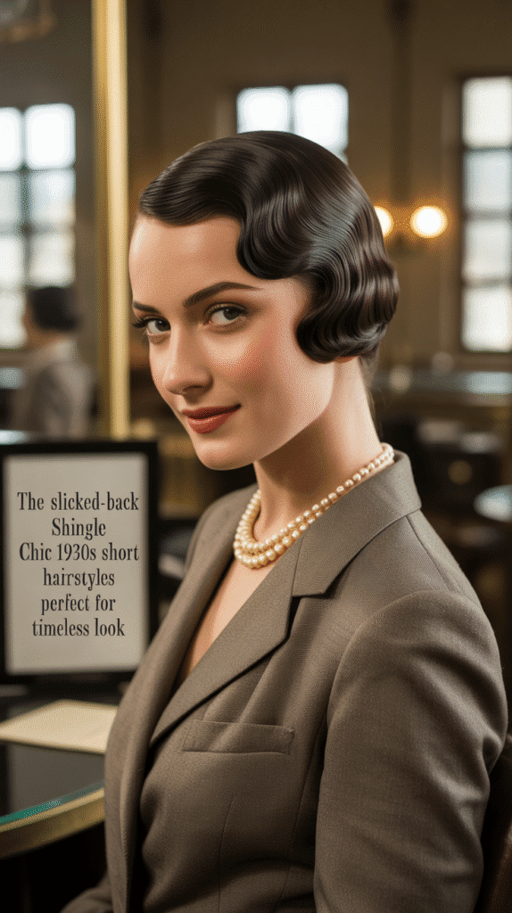 27 Chic 1930s Short Hairstyles Perfect for Timeless Look 11 The Slicked-Back Shingle
