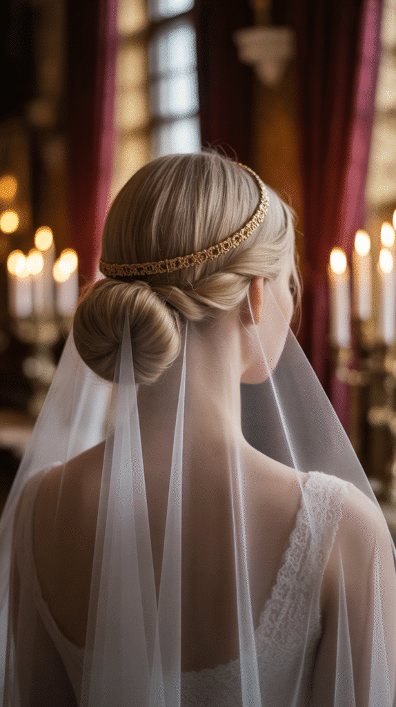 30 Fairytale-Inspired Medieval Hairstyles for Princesses 3 Medieval Princess Bun with Veil