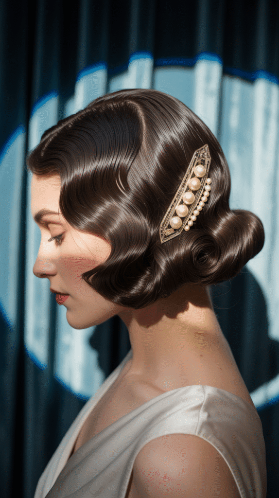33 Vintage 1930s Updo Hairstyles for Special Occasions 4 Side-Swept Wave Roll