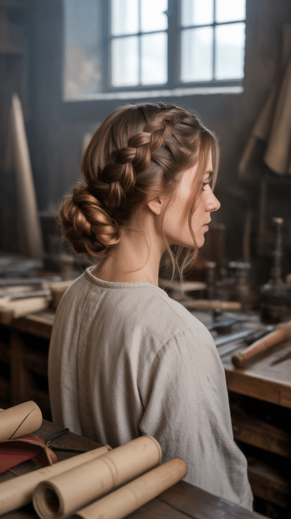 27 Elegant Medieval Updo Hairstyles for Princesses 19 The Ladder Braid Updo