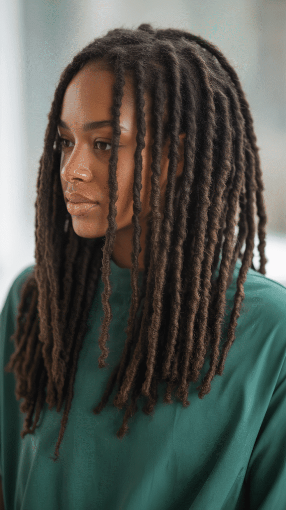 27 Latest Dreadlock Style Designs That Are Creative and Unique 23 Textured Locs with Palm-Rolled Maintenance