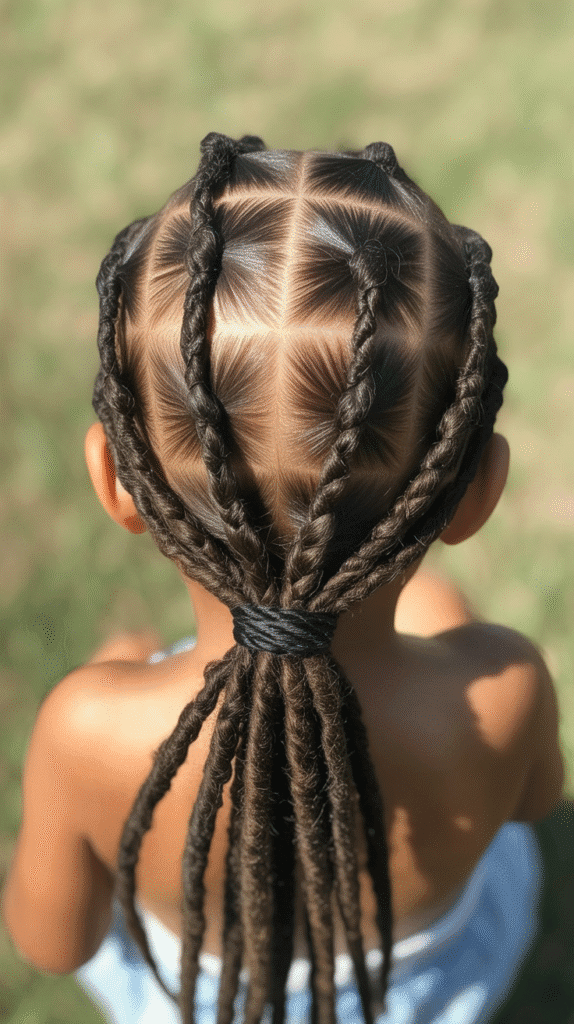37 Adorable Dreadlock Styles for Kids That Are Easy & Cute 25 Criss-Cross Base Ponytail