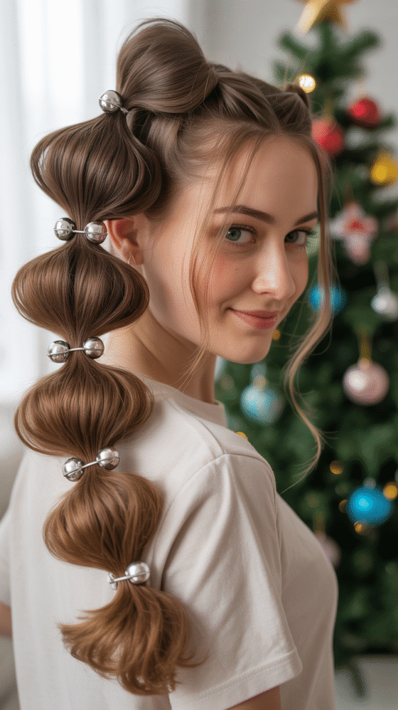 27 Beautiful Christmas Party Hairstyles for Thin Hair That Add Volume 10 Bubble Ponytail with Teased Sections