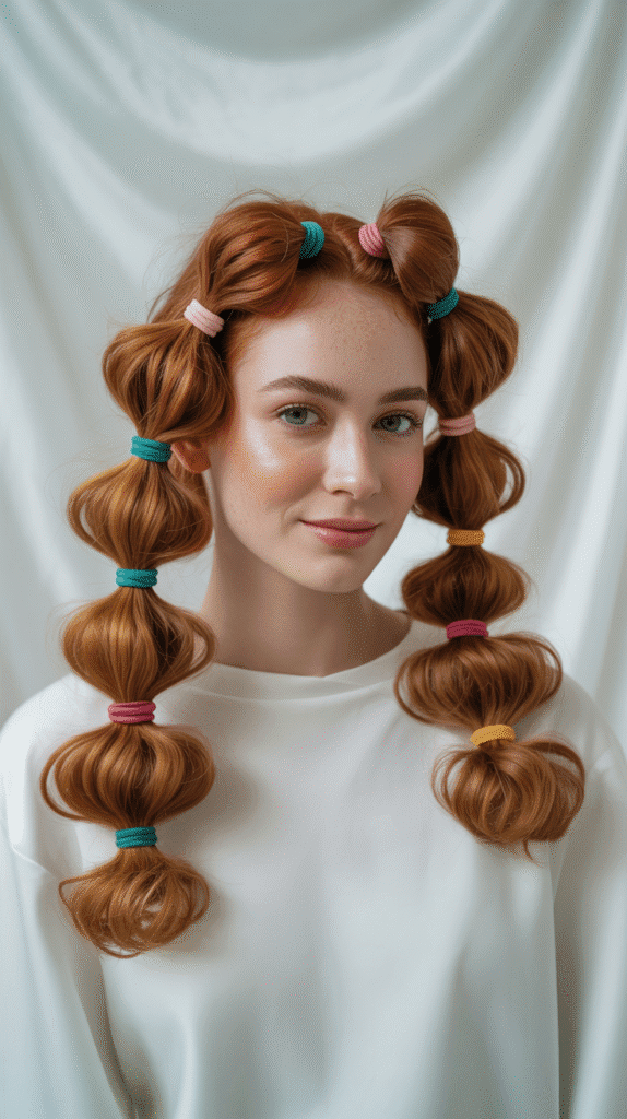33 Stunning Curly Half-Up Half-Down Hairstyles 7 Curly Half-Up with Bubble Ponytail