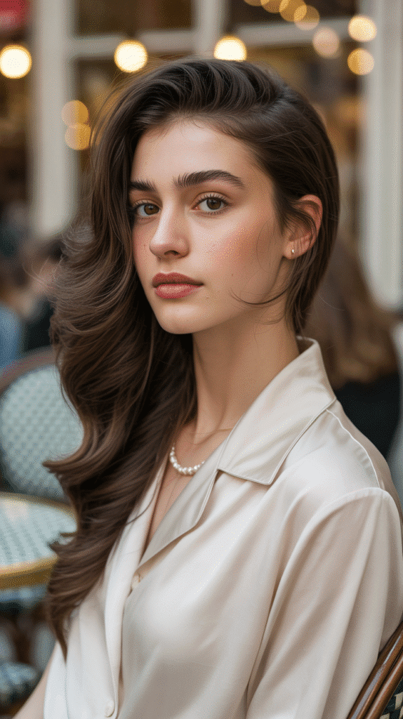 30 Elegant French Hairstyles for Long Hair That Turn Heads 8 a photograph of a young woman showcasing iPcGbvNTTJqwSgQBn 2Yvw ed7giWsWQ5m2Ei3 alR3Ag