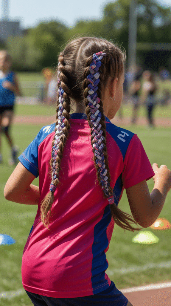 33 Fun Braided Hairstyles for Kids with Beads 10 Double Dutch Braids with Alternating Bead Colors
