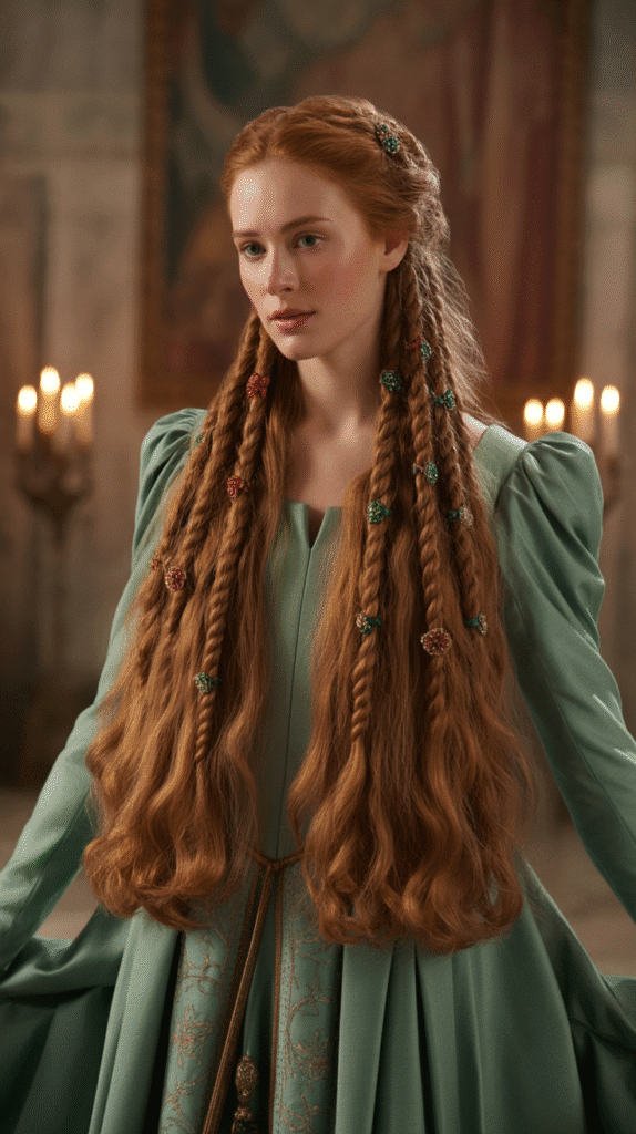 30 Regal Medieval Hairstyles for Princesses and Queens 3 The Rope Twist with Jeweled Pins