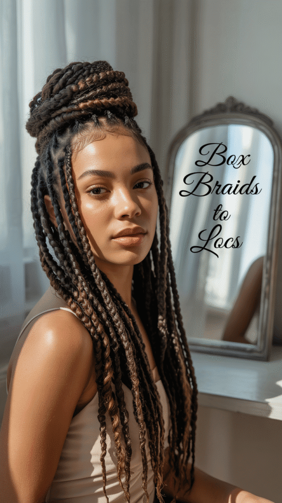 33 Trendy Dreadlock Styles for Ladies to Try This Year 2 Box Braids to Locs Transition