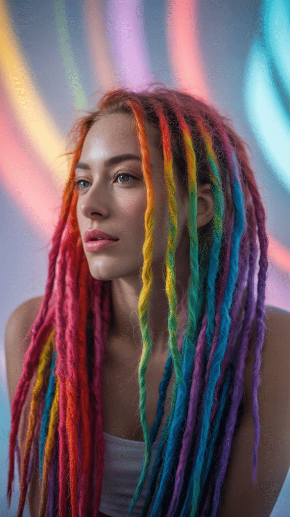 27 Latest Dreadlock Style Designs That Are Creative and Unique 19 Rainbow Colored Dreadlocks