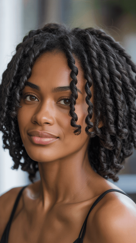 27 Chic Short Braided Hairstyles for Black Women 23 Marley Twists Short Length