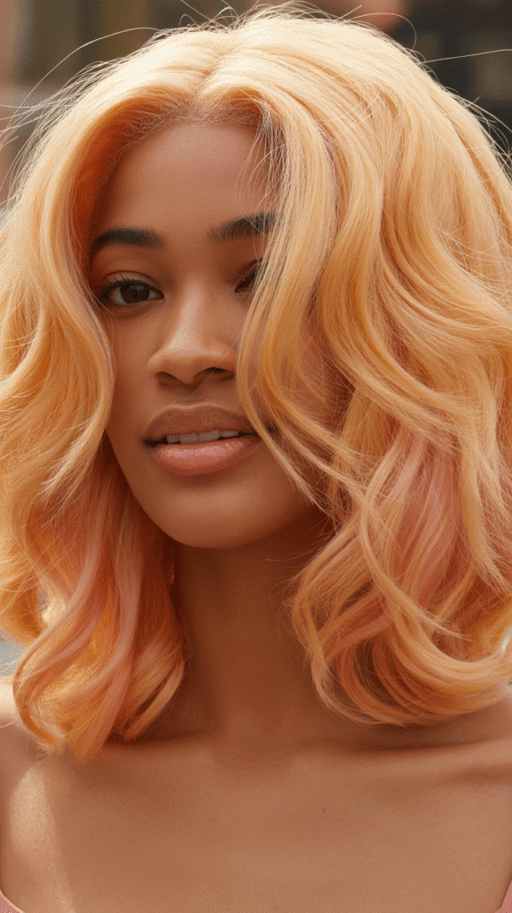 30 Gorgeous Blonde Wig Hairstyles for Black Women You Need to Try 17 Strawberry Blonde Wavy Lob