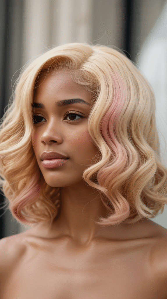 30 Gorgeous Blonde Wig Hairstyles for Black Women You Need to Try 11 Champagne Blonde Lob With Loose Curls