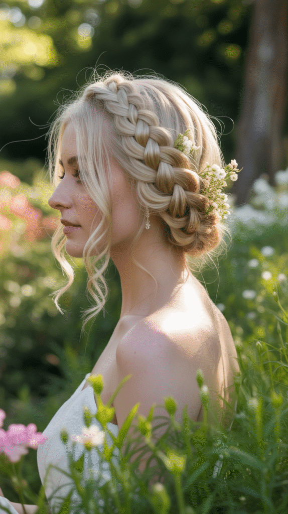 25 Romantic Whimsical Wedding Hairstyles for a Magical Bridal Look 13 Double Dutch Braid Crown
