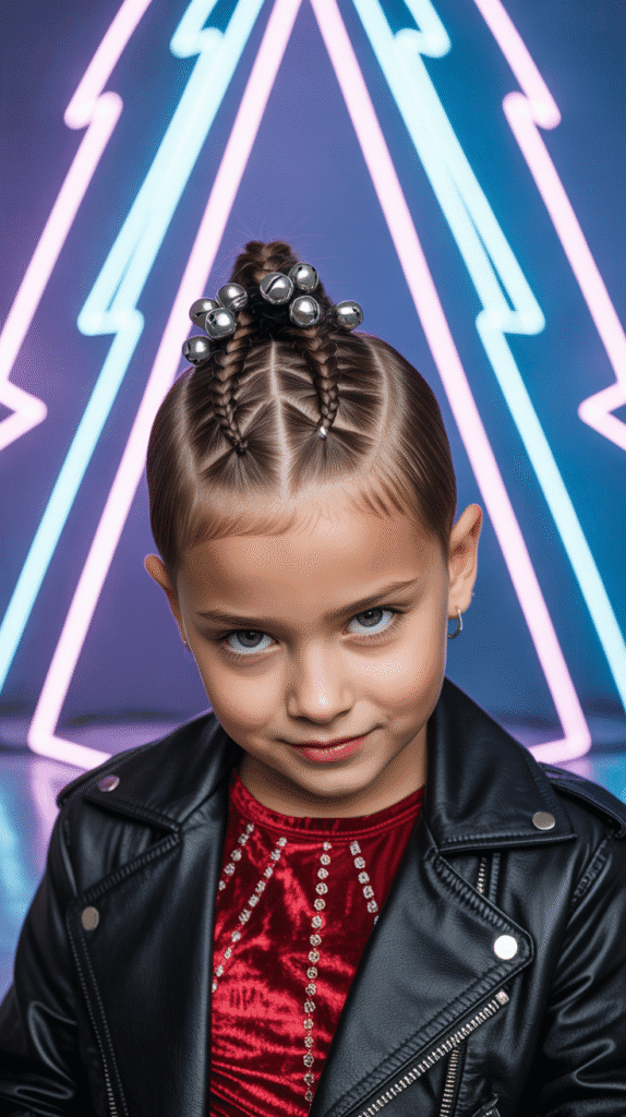 25 Easy Christmas Hairstyles for Kids You Can Do in Minutes 12  French Braid Mohawk Style
