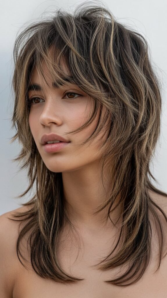  Messy Layers with Piecey Curtain Bangs