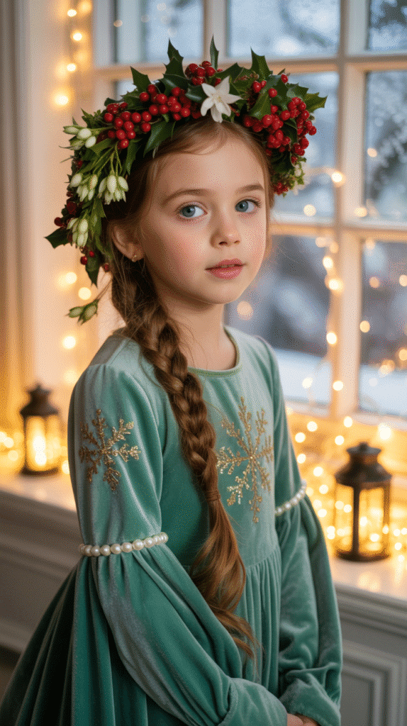 30 Cute Christmas Hairstyles for Girls Perfect for Holiday Parties 9 Christmas Crown Braid