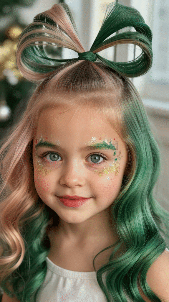 25 Cute Christmas Elf Hairstyles to Rock This Holiday Season 8  Half-Up Bow Style