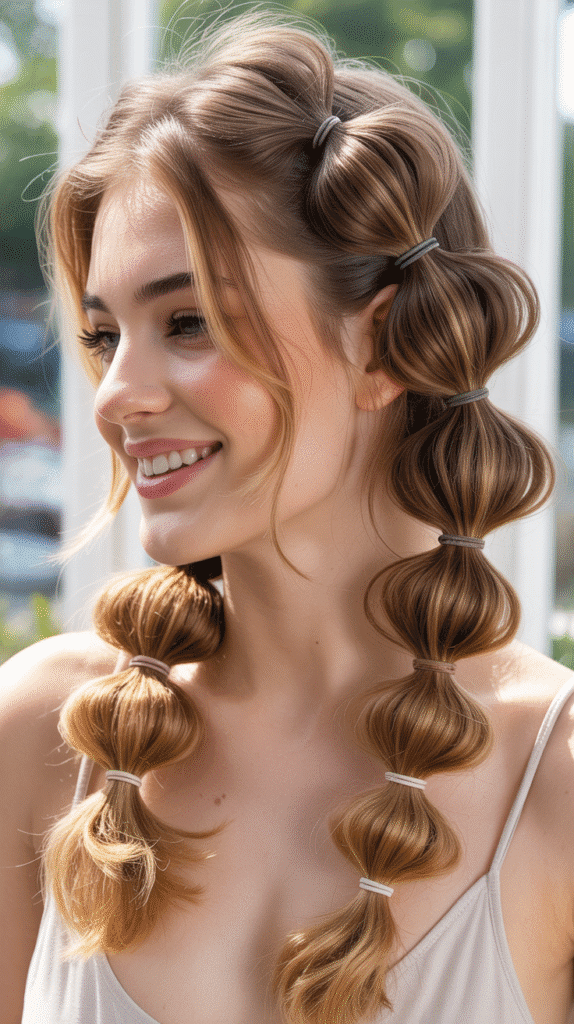 30 Dreamy Whimsical Hairstyles for Medium-Length Hair You'll Fall in Love With 8 Bubble Braid Ponytail