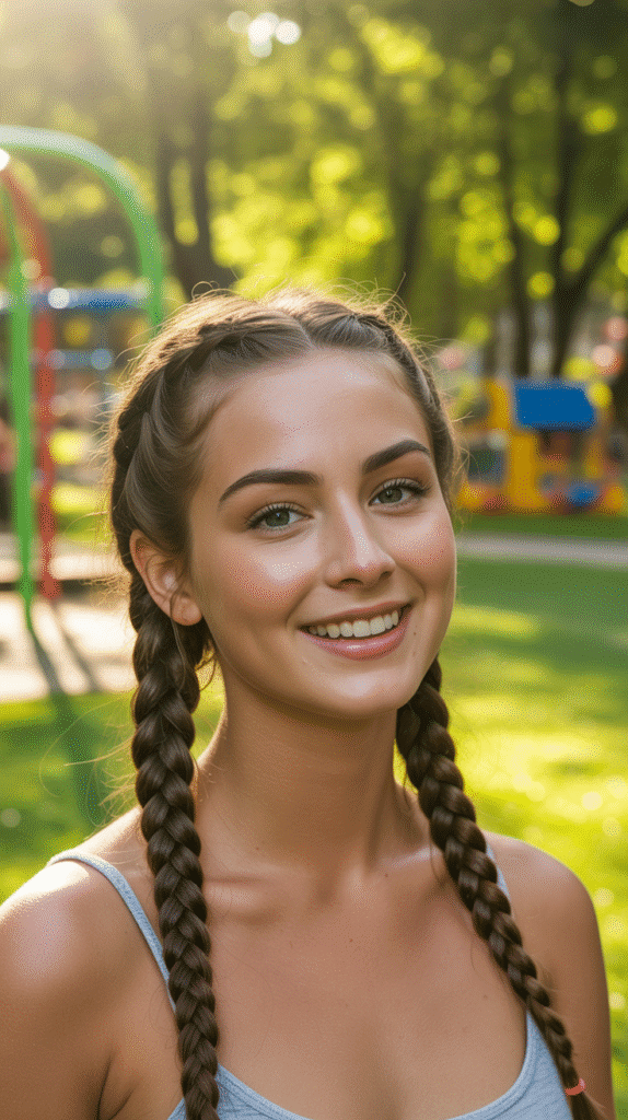 37 Easy Hairstyles to Keep Hair Out of Your Face 16 Braided Pigtails