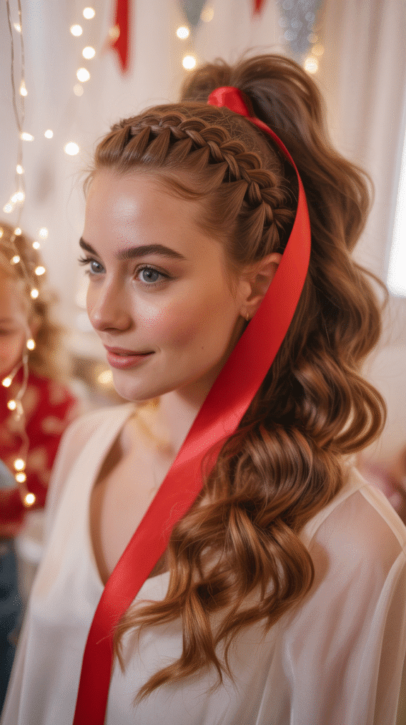 27 Easy Christmas Party Hairstyles for Long Hair Perfect for the Holidays 11 Braided Ponytail Perfection