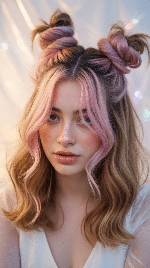 30 Dreamy Whimsical Hairstyles for Medium-Length Hair You'll Fall in Love With 11 Twisted Half-Up Space Buns