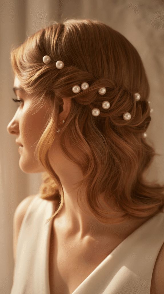 26 Stunning Whimsical Half-Up Hairstyles Perfect for Everyday Magic 16 Pearl Pin Half-Up