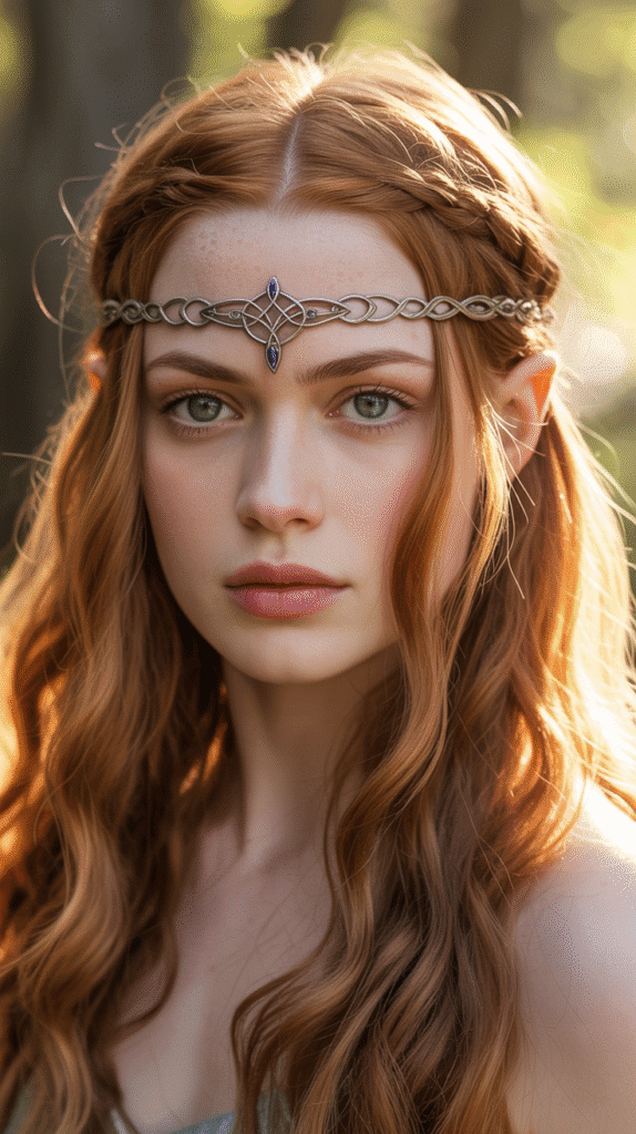 30 Elegant Elf Hairstyles for Long Hair Straight Out of a Fairytale 19 Circlet Braid with Loose Waves