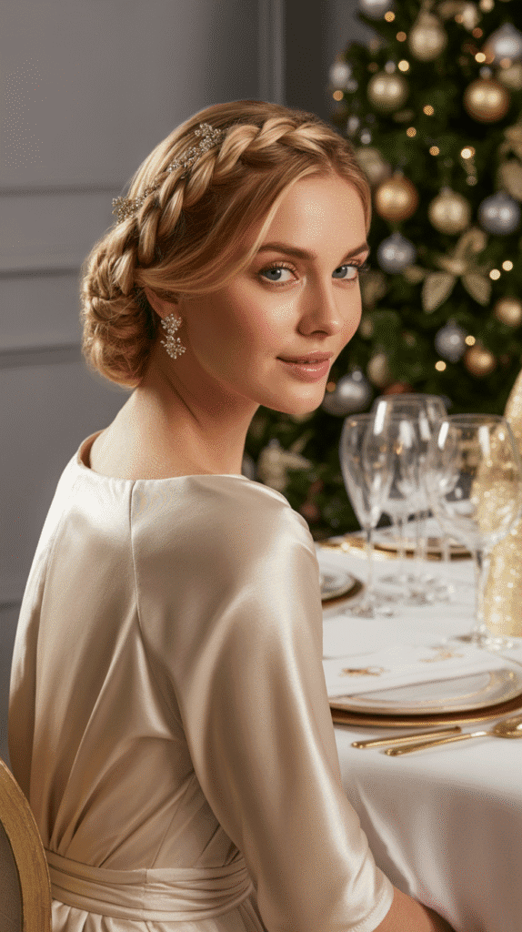 33 Simple Christmas Party Hairstyles for Medium Hair That Look Stunning 25 Rope Braid Updo