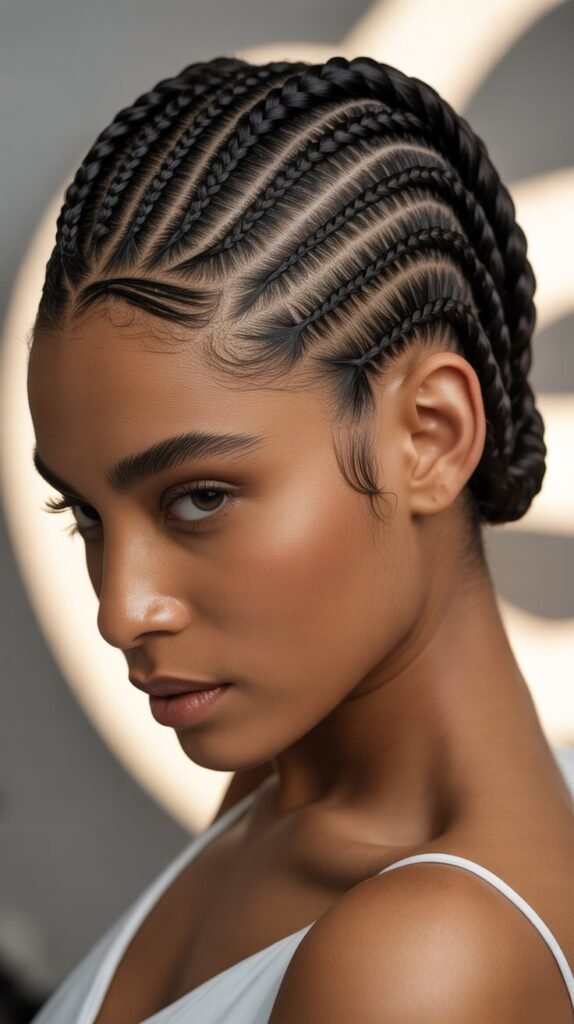 Invisible Cornrows Short Style