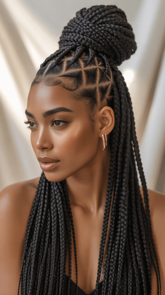 30 Easy Braided Hairstyles for Black Women 8 Triangle Box Braids