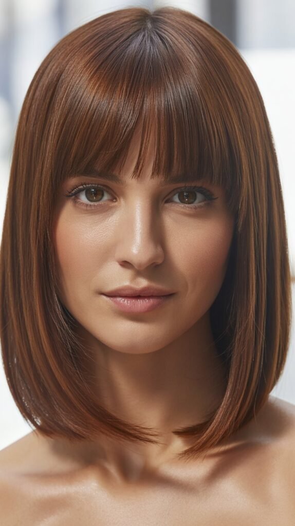 . Pin-Straight Hair with Micro Bangs